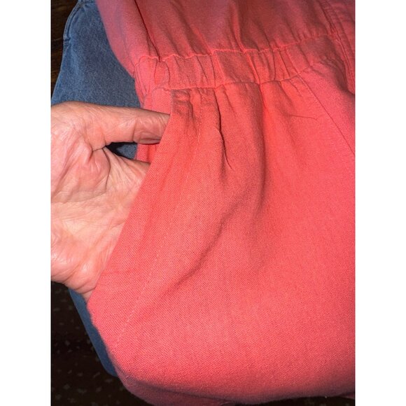 Universal Thread Linen Coral Romper Shorts Short Sleeve Button Front 10 Casual - Picture 6 of 8